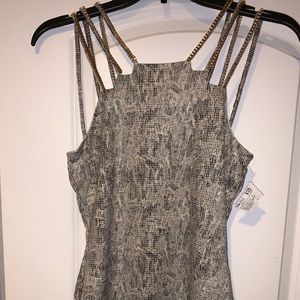Snake skin and Gold chain detailed dress